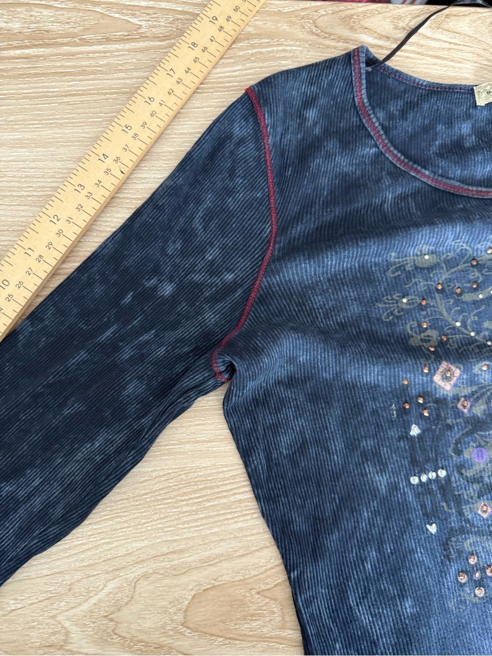 Medium Graphic 3/4 Sleeve Tee Navy Fair Grunge Y2K Celestial Gothic Whimsigoth - Picture 5 of 5